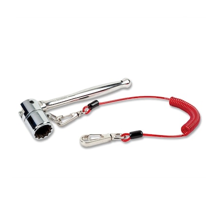 Gripps Stainless Steel Scaffold Key 7/16, 21mm with Coil Tether Single-Action K00045P